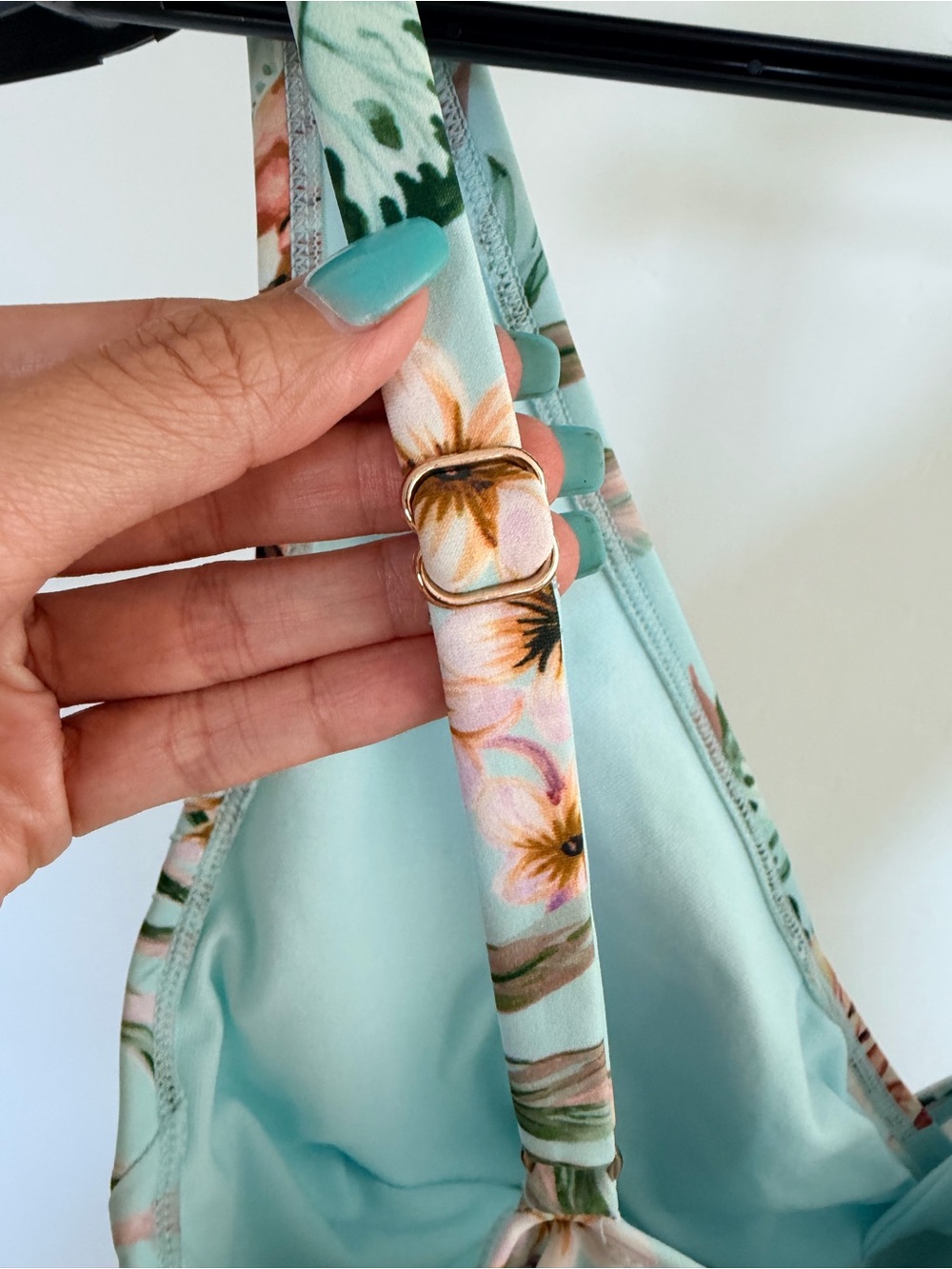 Floral Wrap One-Piece Swimsuit in Light Aqua - Picture 5 of 6